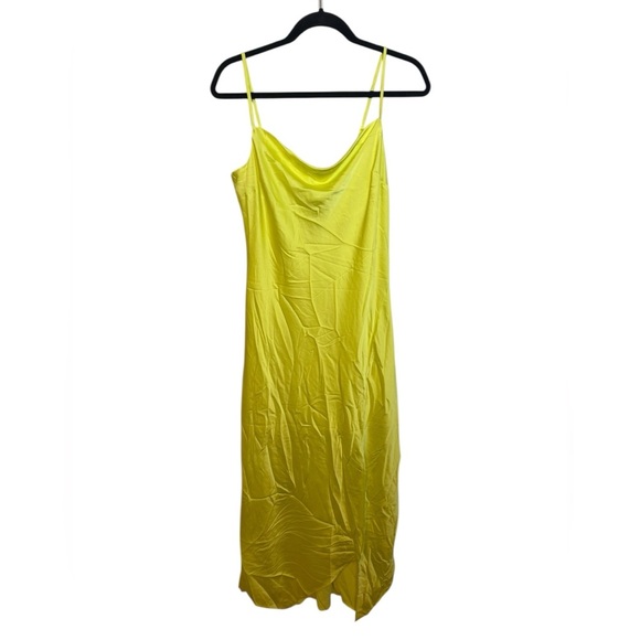 Nwt Express Lime Green Satin Drape Neck Slip Dress - Picture 2 of 6